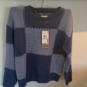 BearPaw Stone Wash Blue Checkerboard Pullover